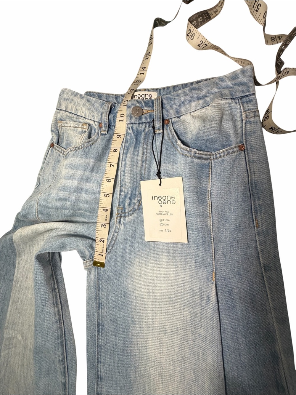 NWT Insane Gene High Rise Super Wide Leg Light Wash Womens Jeans Sz 24 - Picture 11 of 14